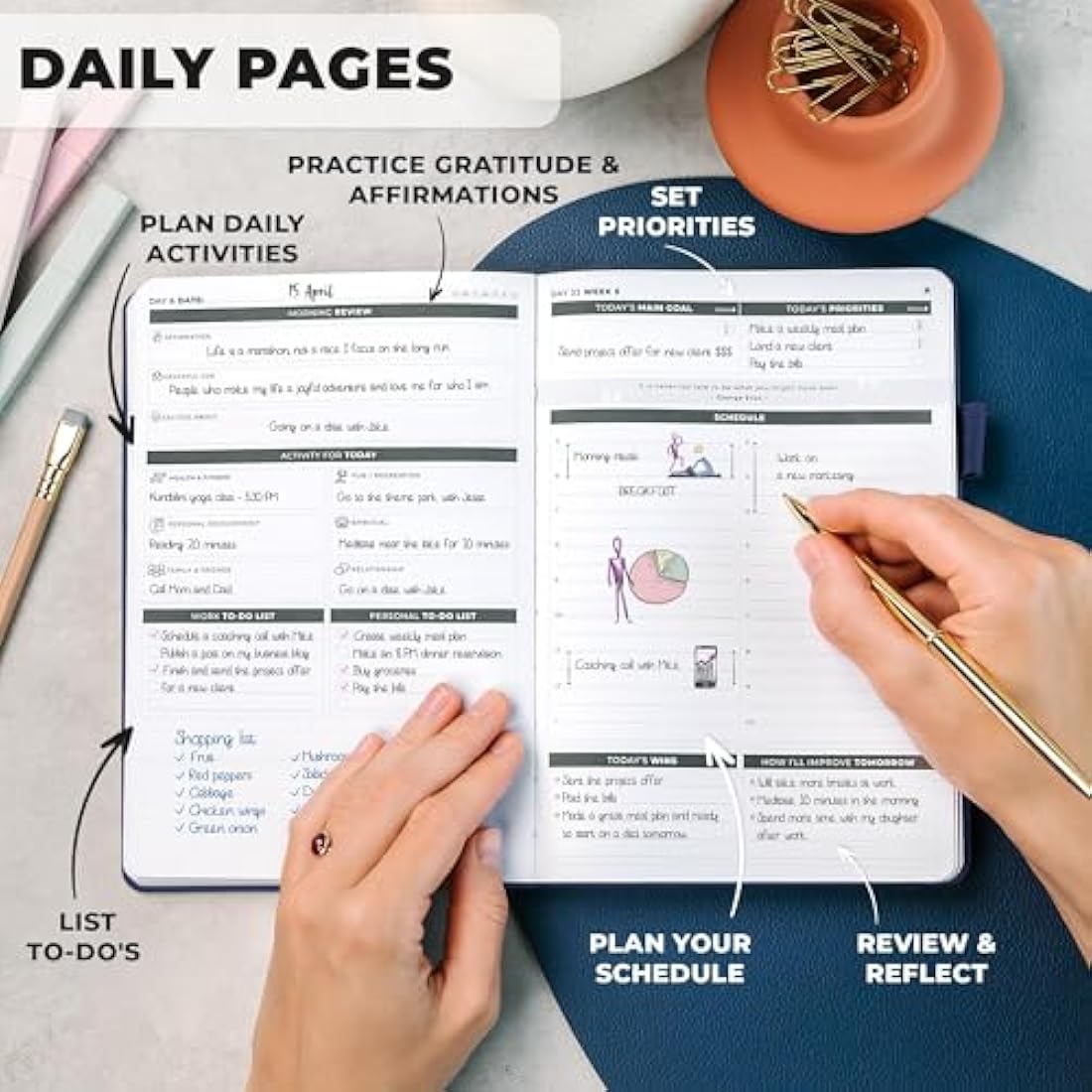 Clever Fox Ultimate Achiever’s Goal Planner - Focus & Productivity 90 Day Journal. Daily Weekly Monthly Planner Organizer & Hourly Schedule Notebook - Undated, Hardcover, A5 Size, Navy Blue