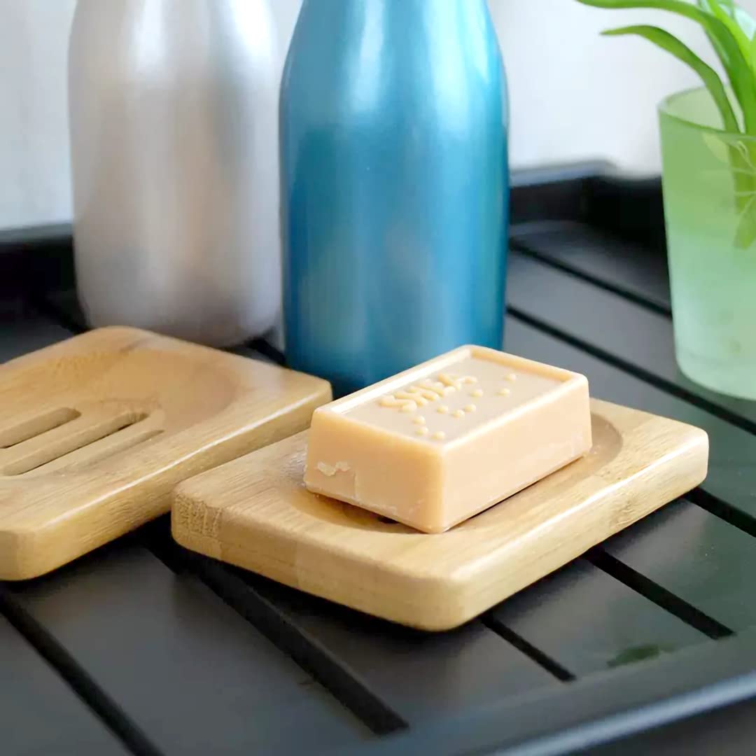 AYWFEY 4 Pcs Natural Wooden Soap Holders, Bamboo Soap Holders, Storage Holders, Soap Dishes for Home Bathroom Kitchen Sponges