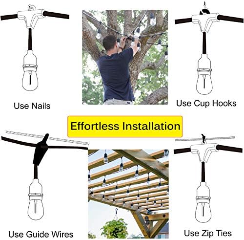 Meidaoduo Outdoor String Lights LED Mains, 30 Meters Festoon Garden String Lights 30 E27 Waterproof Sockets, 32pcs LED Shatterproof Patio Garden Party Wedding Backyard