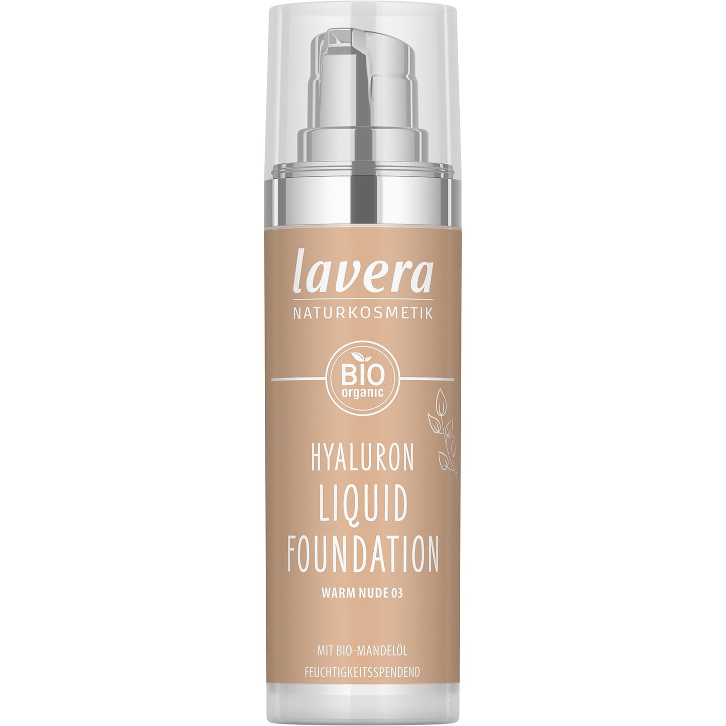 lavera Hyaluron Liquid Foundation - Warm Nude 03 - almond oil - intense moisture - flawless medium coverage - natural complexion - natural cosmetics -