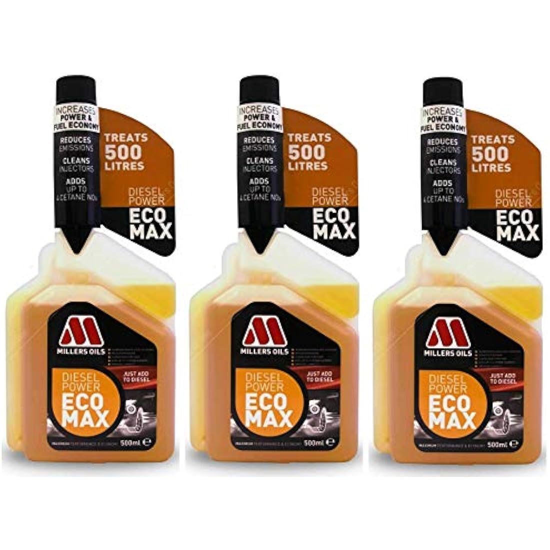 Millers Oils 3 X Diesel Power Ecomax 500ml, Fuel Additive Treatment