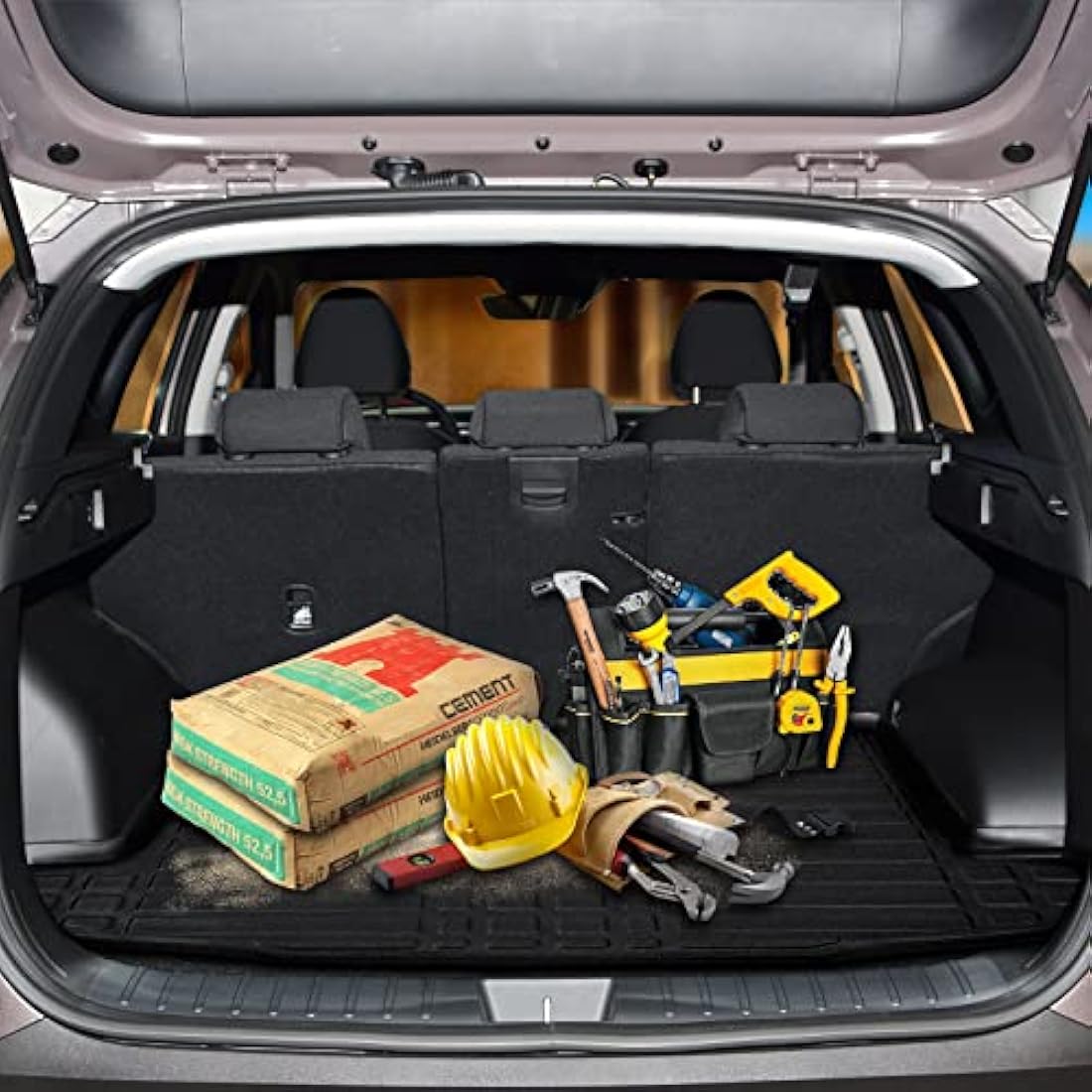 SCOUTT Boot Liner, Boot Mat fits Clio mk3 Hatchback 2005-2012 With HookWater Resistant, Pet Friendly Equipment, Anti Slip, Raised edges, Tailored Fit, Easy to Roll and Clean