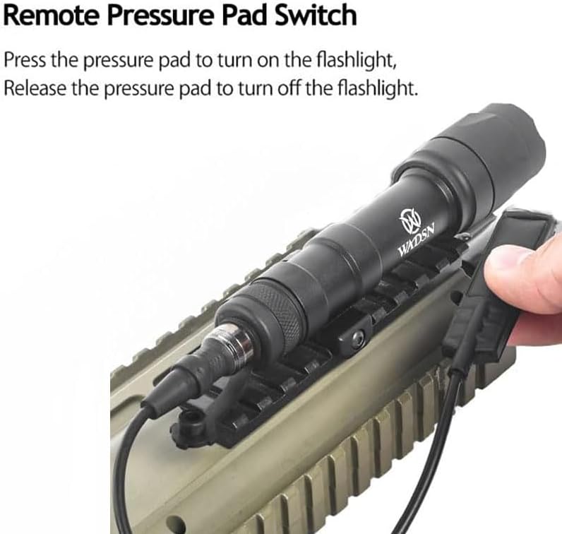 SBGJMY M640C Tactical Torch Flashlight 800 Lumen with Pressure Pad and Tail Button Switch Rotating Mount Torch for Mlok/Keymod and 20mm Picatinny Rail System (Black)