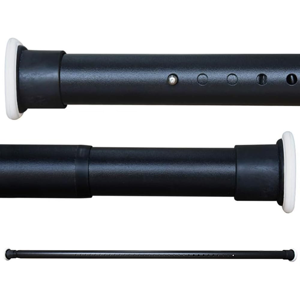 Extendable Shower Curtain Rod No Drilling Telescopic Curtain Poles Wardrobe Clothes Rail Carbon Steel 310-360CM Black Adjustable Spring Tension Rod