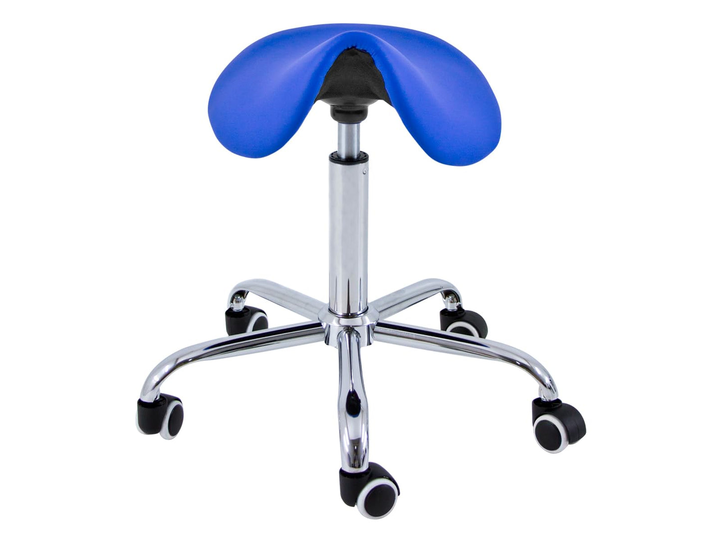 QUIRUMED Stool Pony 5 Wheels Chrome Base Blue