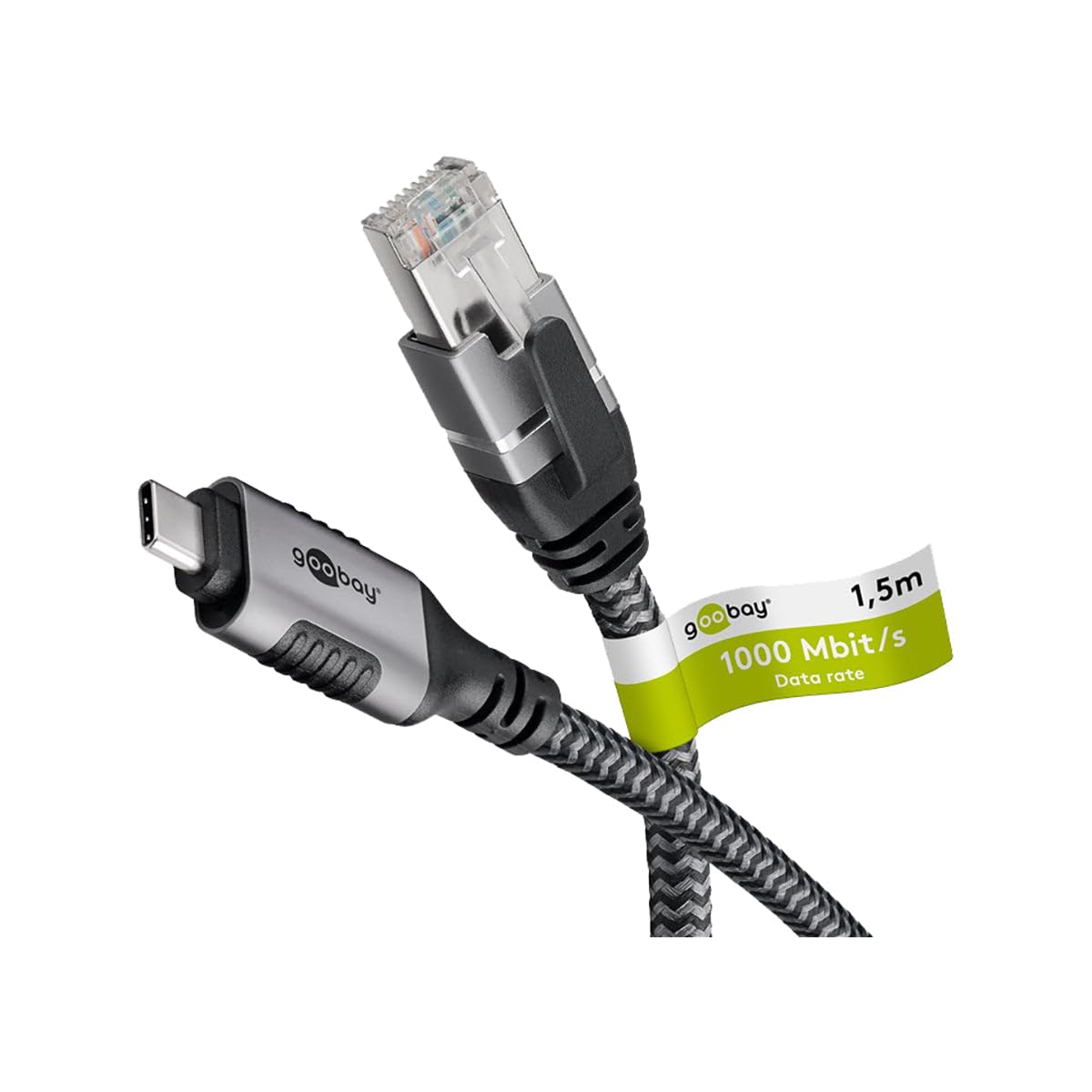 Goobay 70754 USB-C to RJ45 Ethernet CAT 6 Cable for Stable Wired Internet Connection with Router/Modem/Network Switch/Replaces USB to RJ45 Adapter / 1