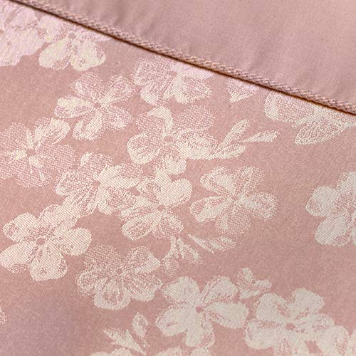 Serene Blossom-Jacquard Lined Pencil Curtains with Tie-Backs, Blush Pink, 66" Width x 72" Drop (168 x 183cm)