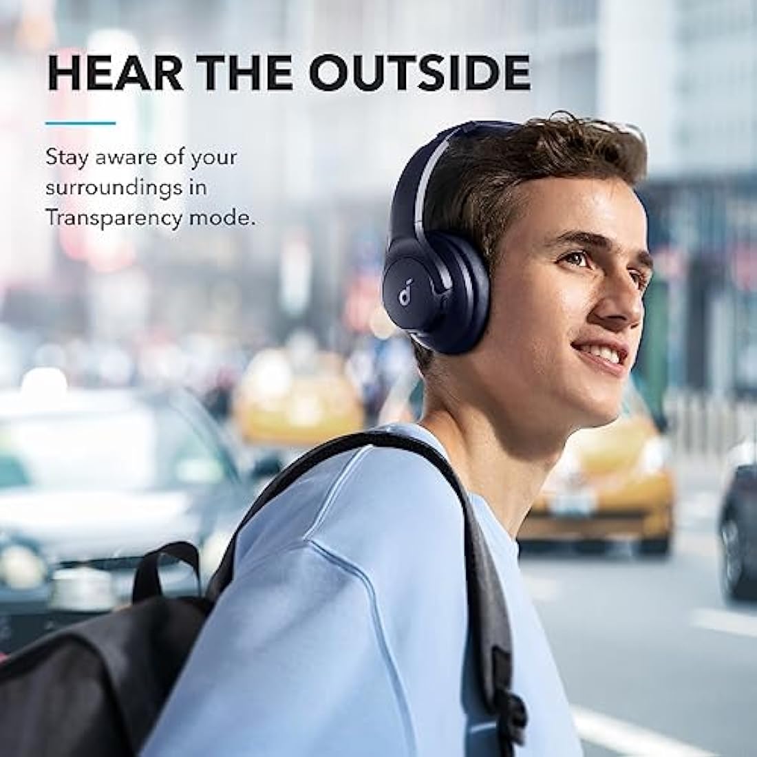 soundcore by Anker Q20i Hybrid Active Noise Cancelling Foldable Headphones, Wireless Over-Ear Bluetooth, 40H Long ANC Playtime, Hi-Res Audio, Big Bass, Customize via an App, Transparency Mode (Blue)