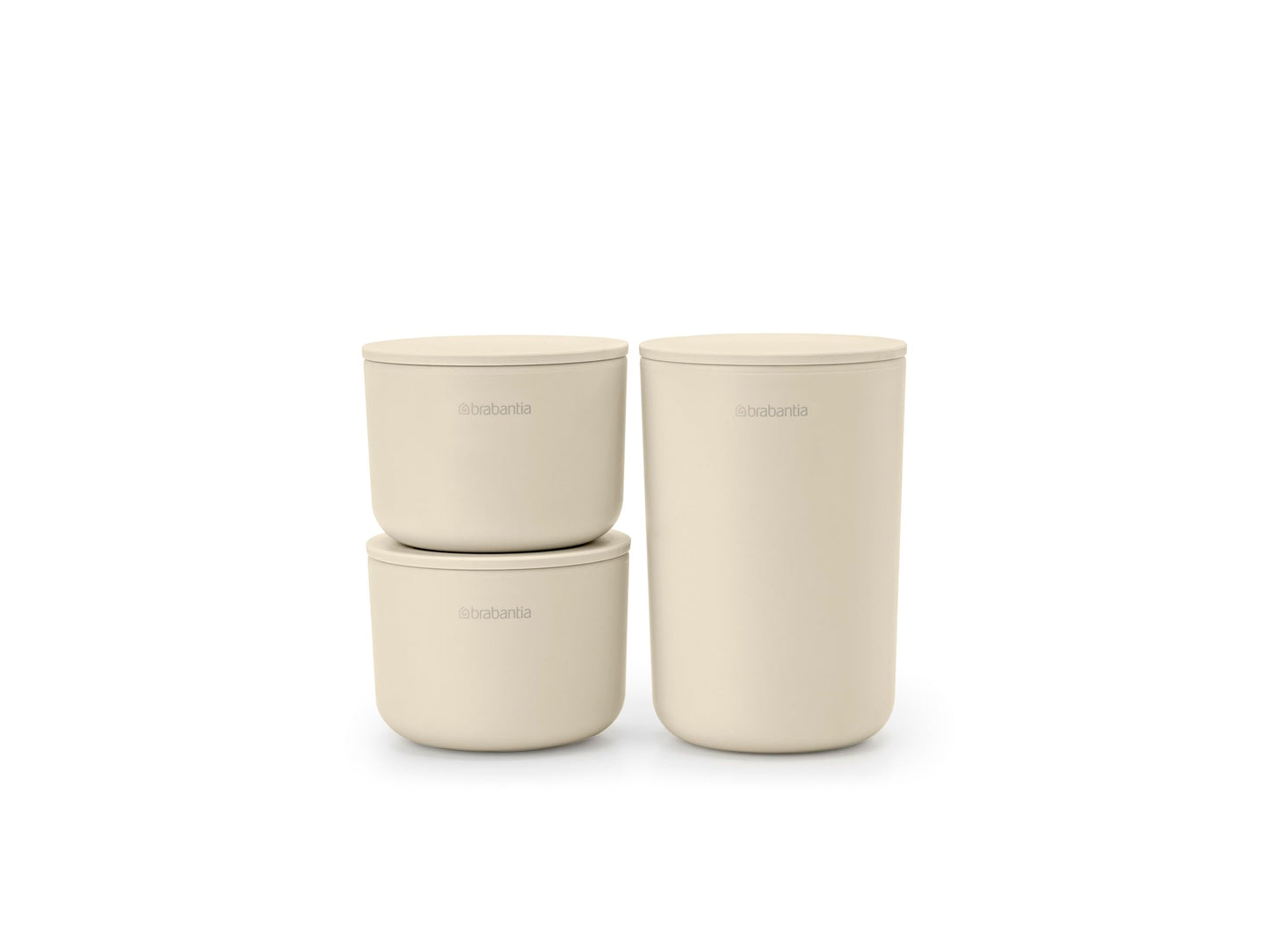 Brabantia - ReNew Storage Pot - Set of 3 - Ideal for Organising Small Items - Stackable Design - Corrosion Resistant - Easy to Clean - Bathroom