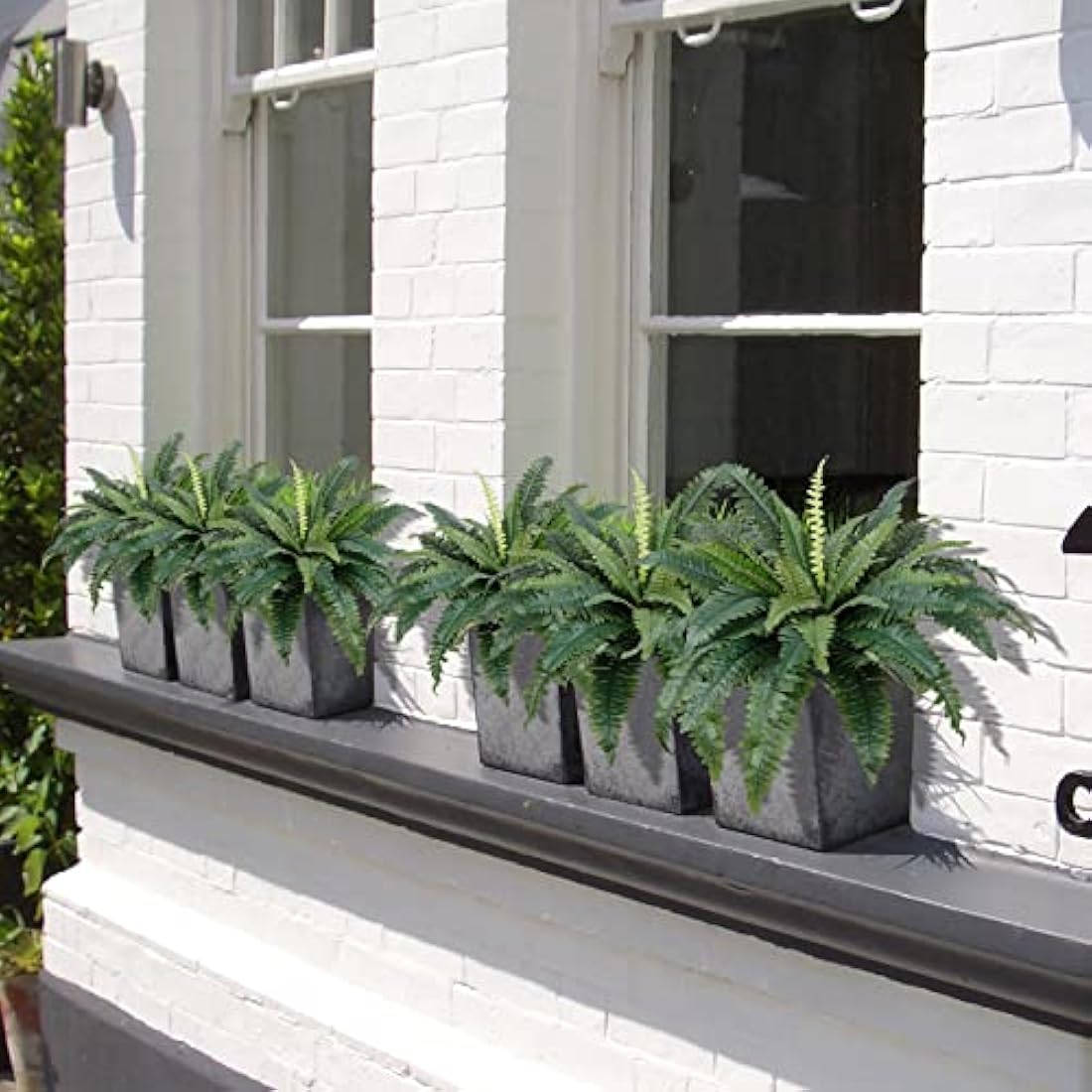 LOMOHOO 30in Artificial Ferns for Outdoors, 4 Large Boston Fern Plant Indoor Faux Bush Plant for Indoors Home Garden Windowsill Farmhouse Garden Decor
