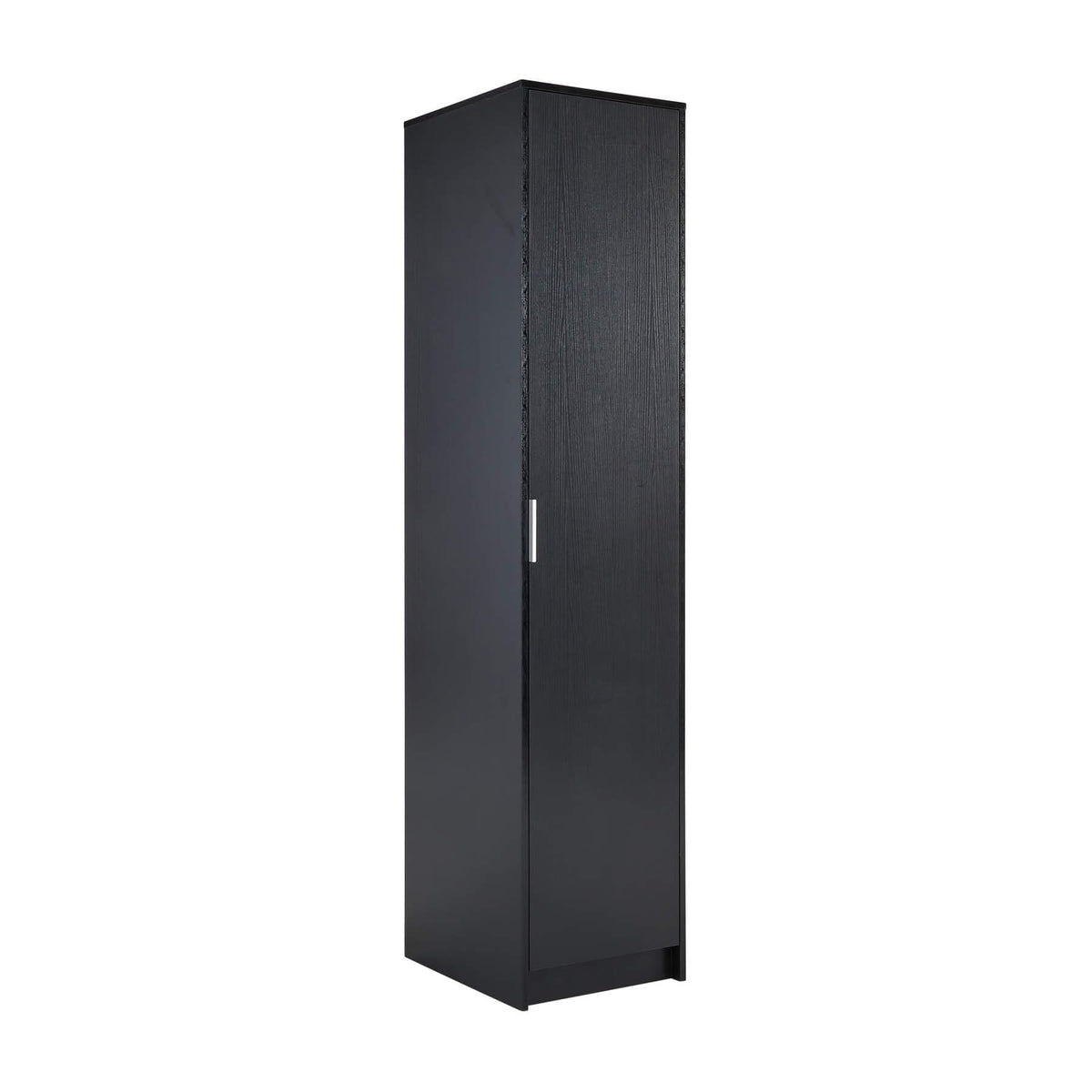 Home Source 1 Door Wardrobe with Clothes Hanging Rail Storage Shelf Bedroom Organiser, Black