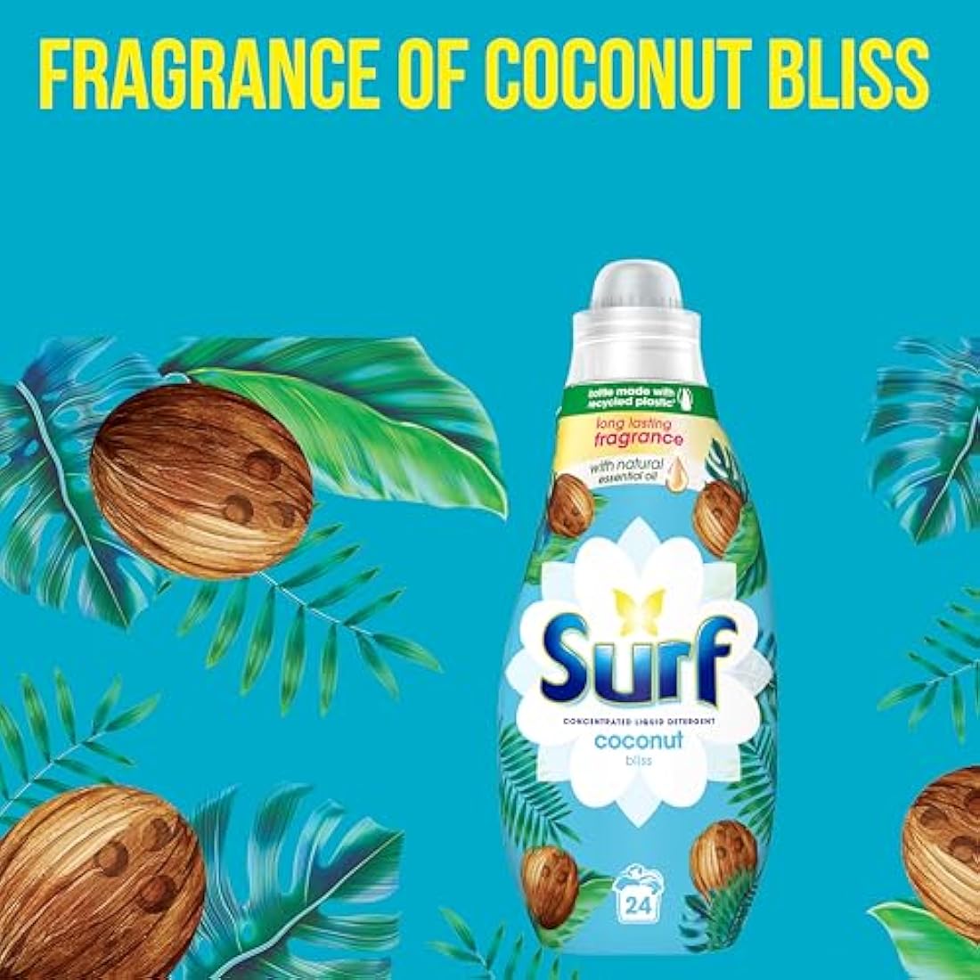 Surf Coconut Bliss Concentrated Liquid Laundry Detergent infused with natural essential oils for fresh and clean washing 8x 24 washes (192 washes)