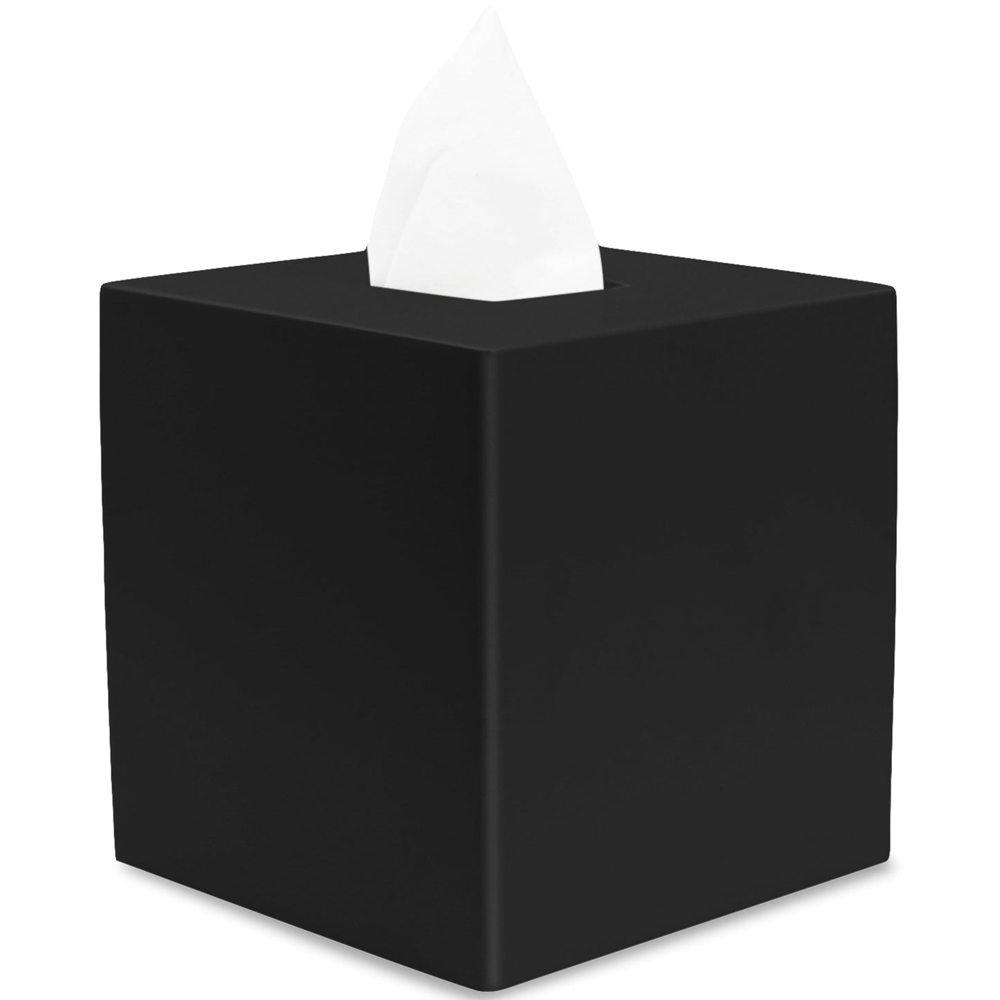 Matte Black Square Tissue Box Cover, Decorative Tissue Box Dispenser for Bathroom, Parlors, Office, Bedroom Dresser, Vanity Countertop, Nightstand,