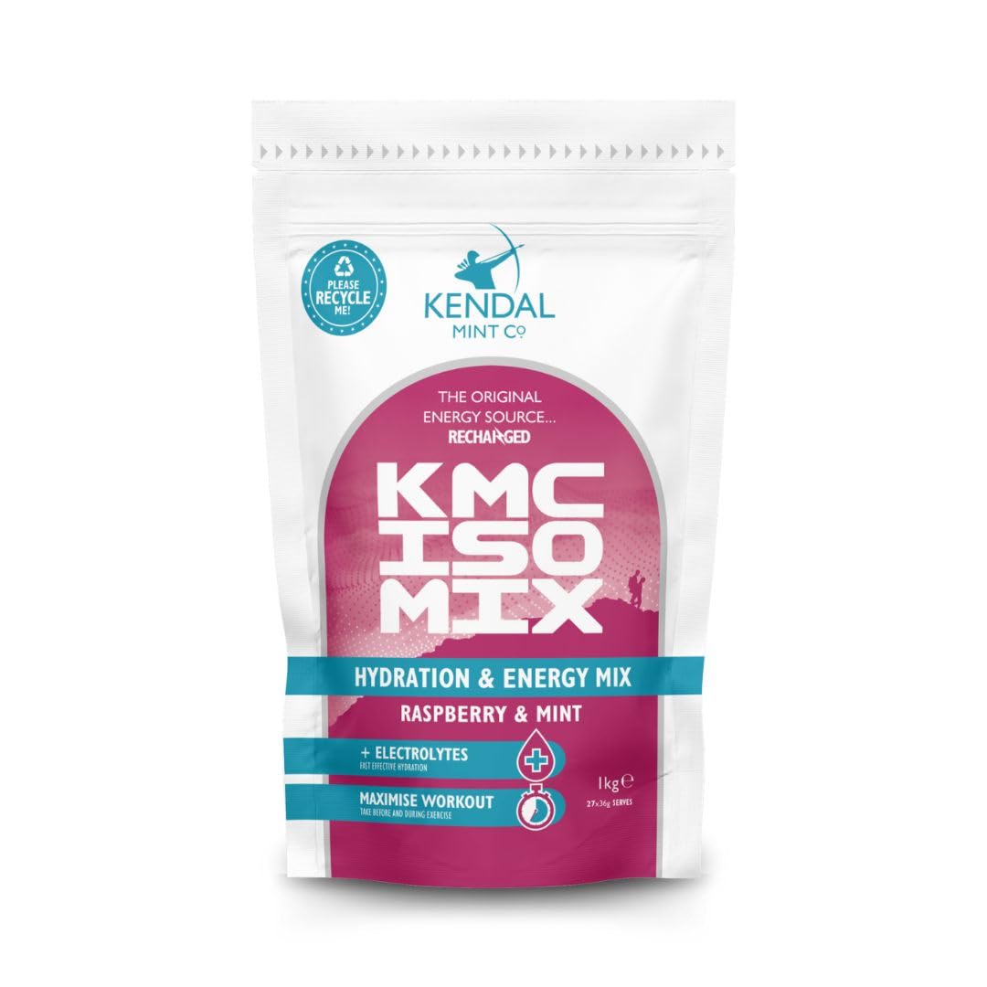Isotonic Electrolyte Energy Drink Powder | Refreshing Raspberry & Mint | 100% Recyclable | KMC ISO Mix (Raspberry & Mint, 1kg / 27 Serves)