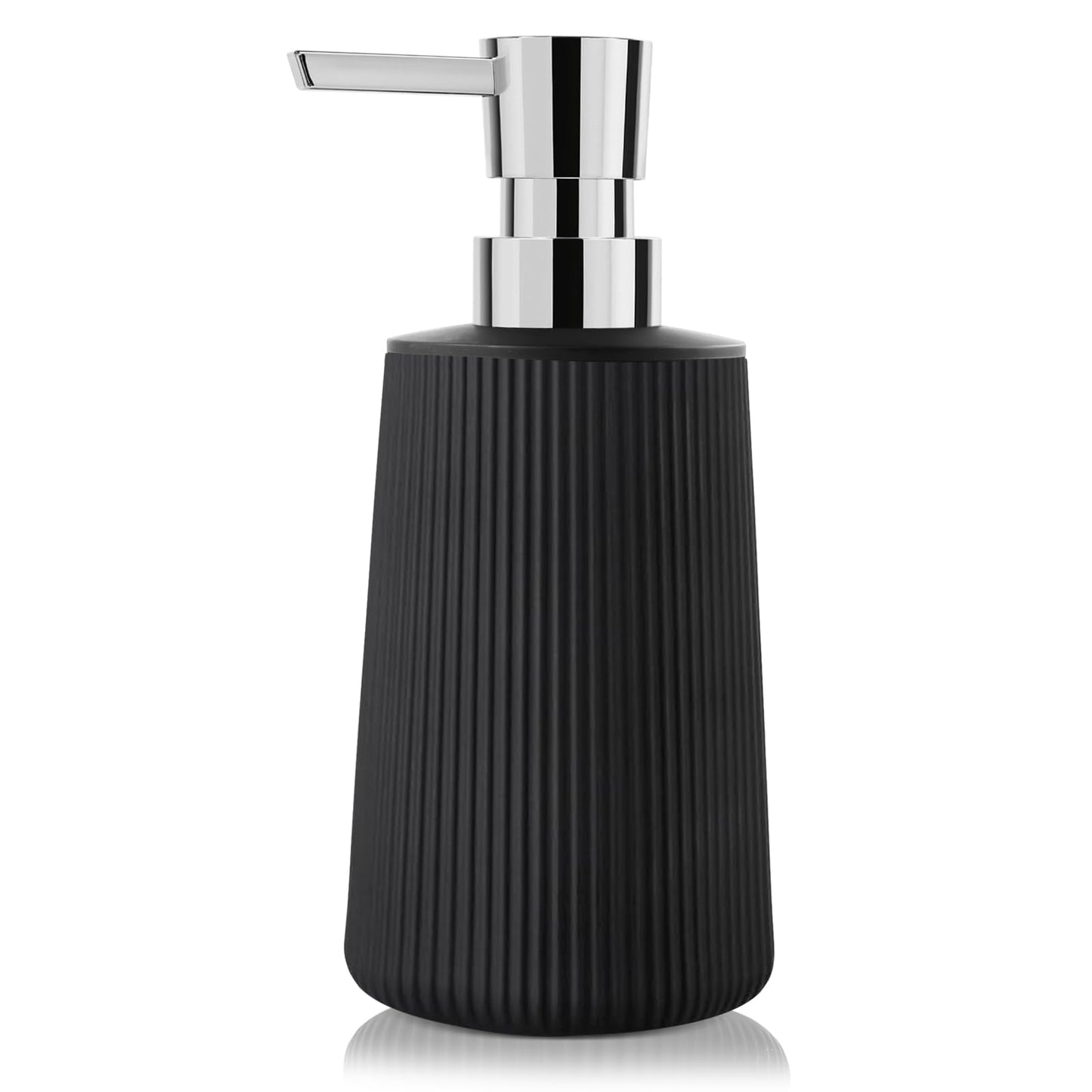 Richenda Matte Black Soap Dispenser for Bathroom and Kitchen, Modern Farmhouse Style Hand and Dish Soap Dispenser with Silver Pump,270ml, Black
