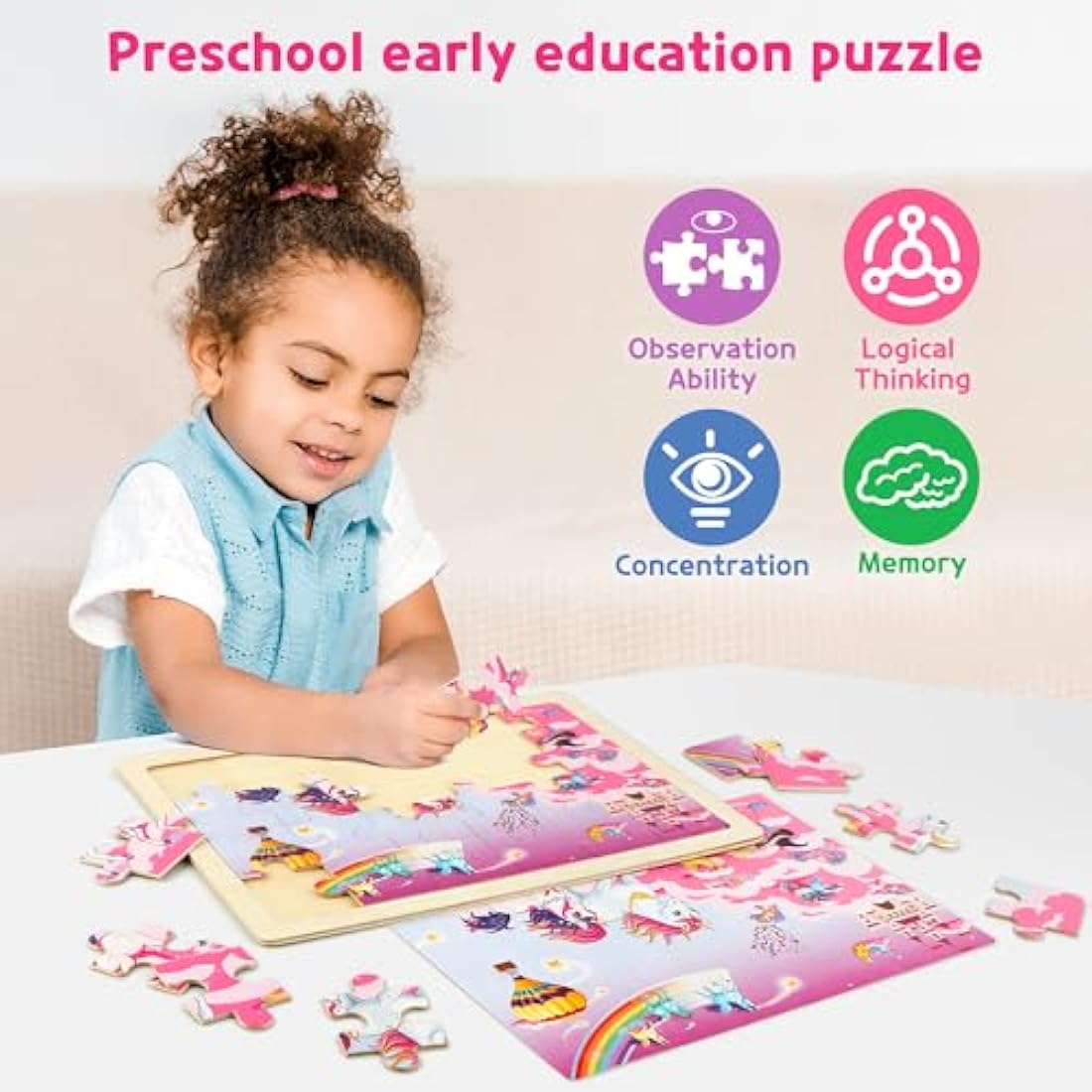 SYNARRY Unicorn Mermaid Princess Fairy Wooden Jigsaw Puzzles for Kids 3 4 5 Year Olds - 4 Packs 24 Piece Children’s Jigsaw Puzzles Age 3 4 5 6 Girls Boys