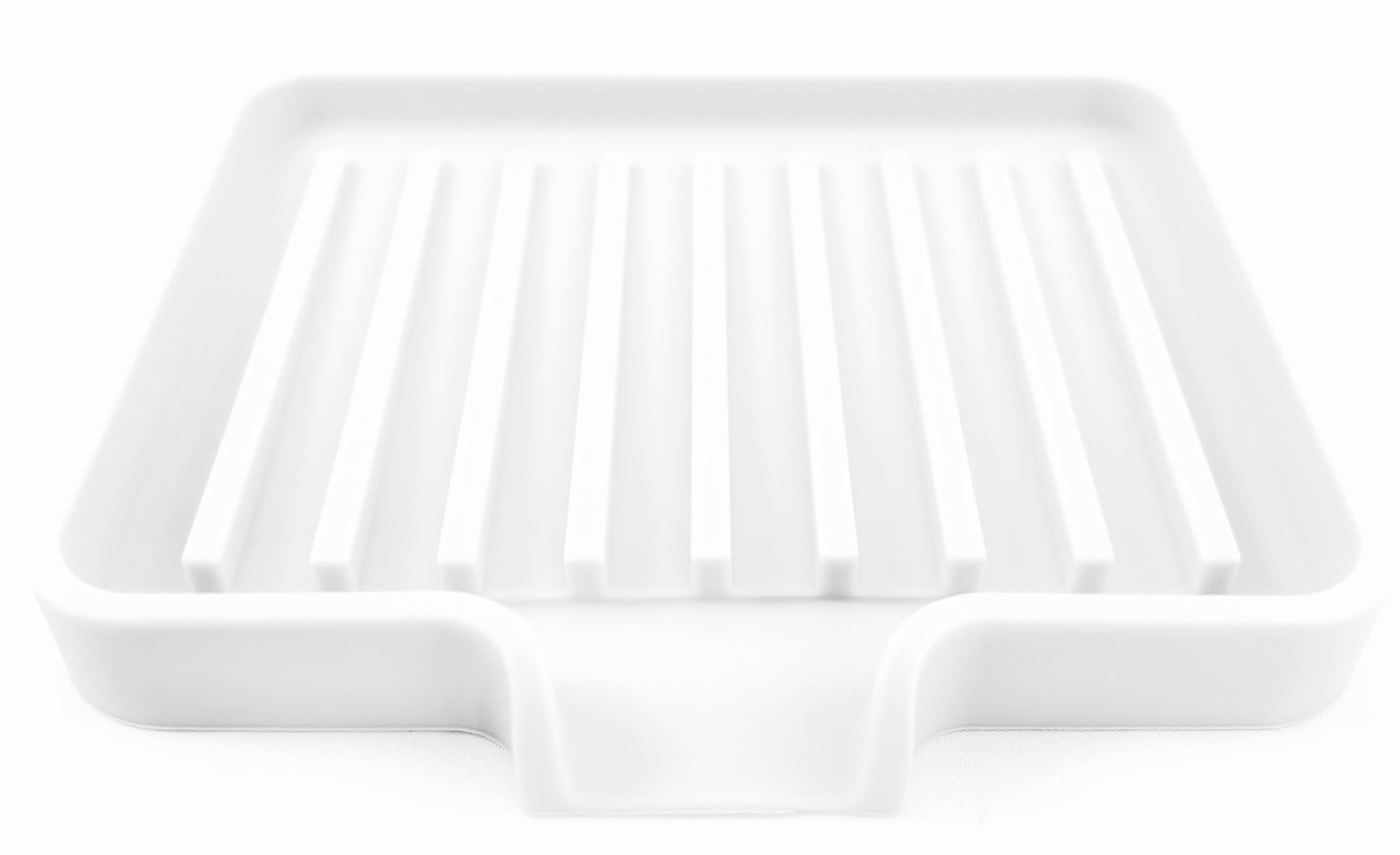 Happitasa Silicone Soap Dish Tray and Sponge Holder with Drain Chute, Pack of 2 (White, 5.2"X4")
