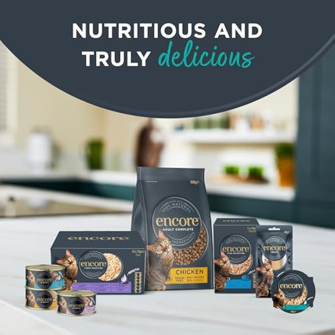 Encore Natural Wet Cat Food, Multipack Tuna with Fish Selection in Jelly 5 x 50g Pouch, Pack of 4 (Packing May Vary)