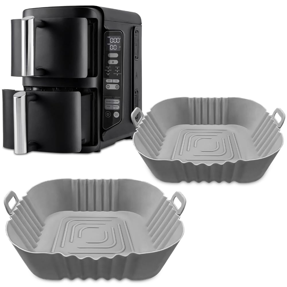Air Fryer Silicone Liners for Ninja Double Stack 7.6L Air Fryer: SL300UK Liners, Dual Silicone Liner for SL300UK, Accessories Compatible for Ninja