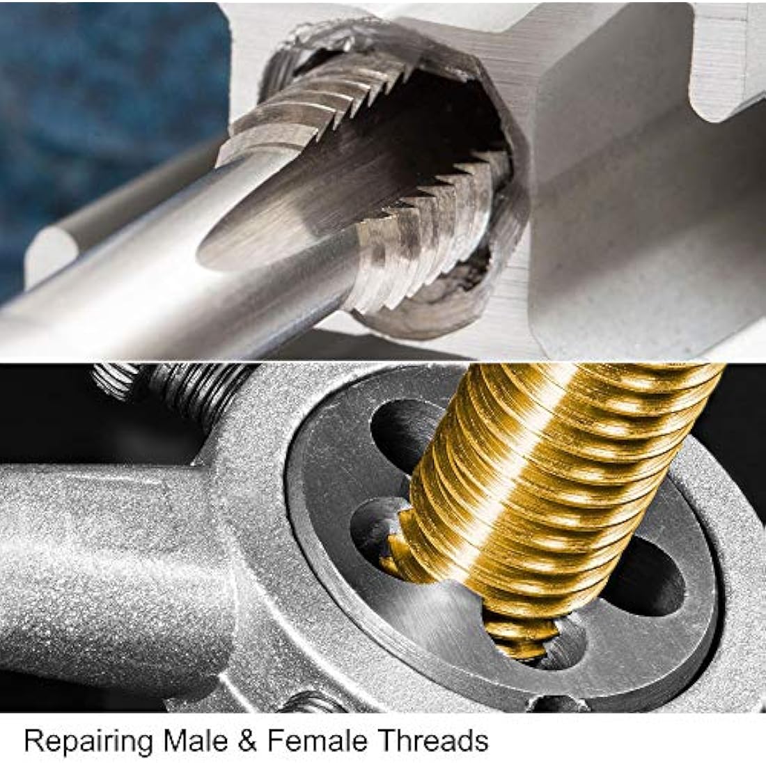 sourcing map 1/2"-20 UNF Tap and Die Set, HSS Machine Thread Tap with Round Threading Die, Right Hand