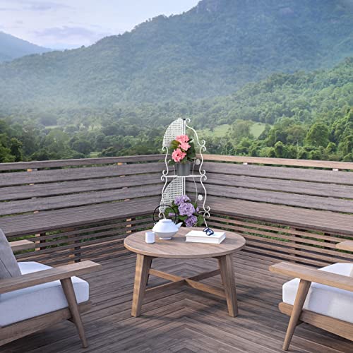 Relaxdays Metal Plant Stand, 4 Tiers, Decorative Rack, Indoor & Outdoor, HxWxD: 113.5 x 31 x 31 cm, Corner Shelf, White, Iron