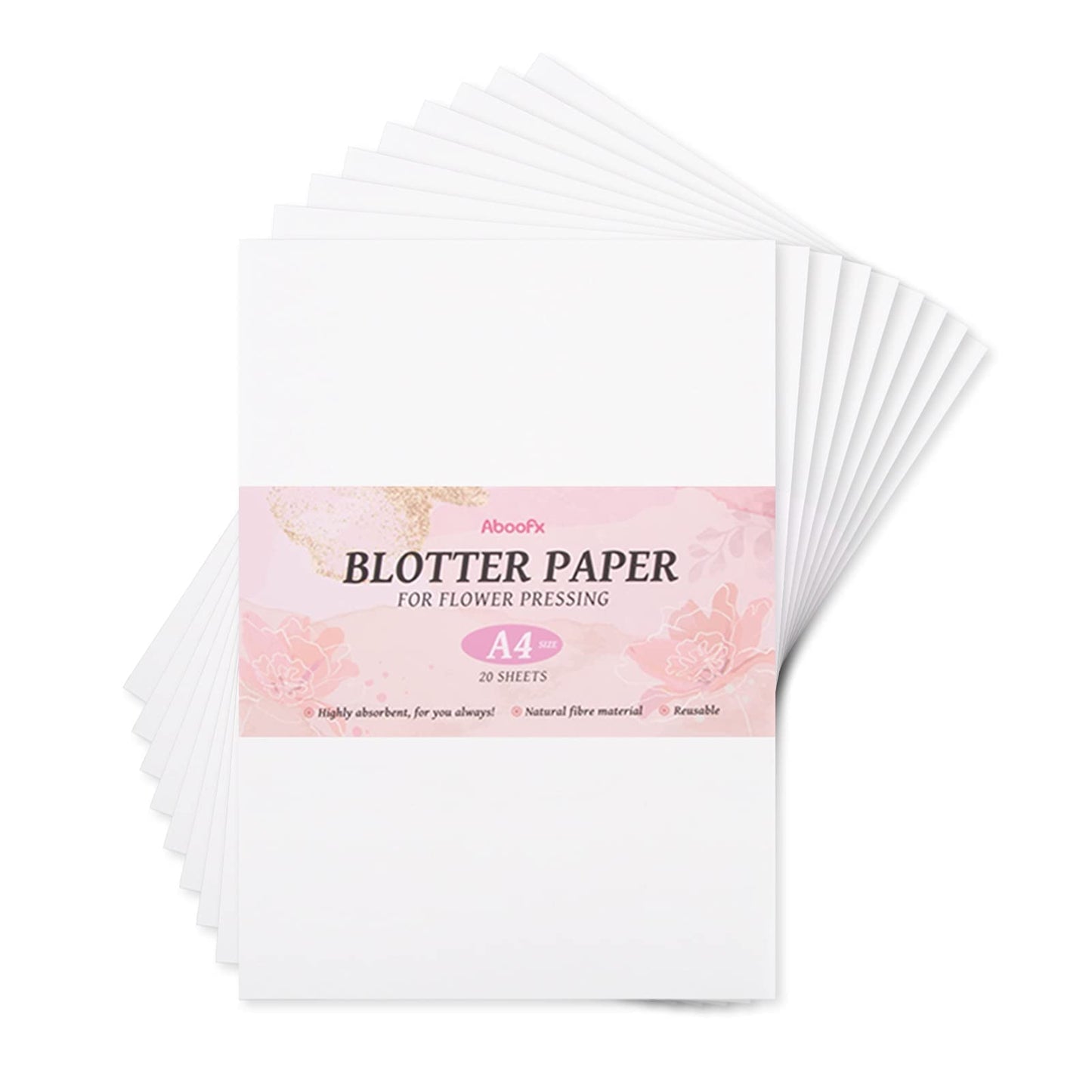 Aboofx 20 Sheets Blotting Paper for Flower Press, Large A4 Highly Absorbent and Reusable Blotter Paper for Flower Press Herbarium Paper Craft 8.26 x