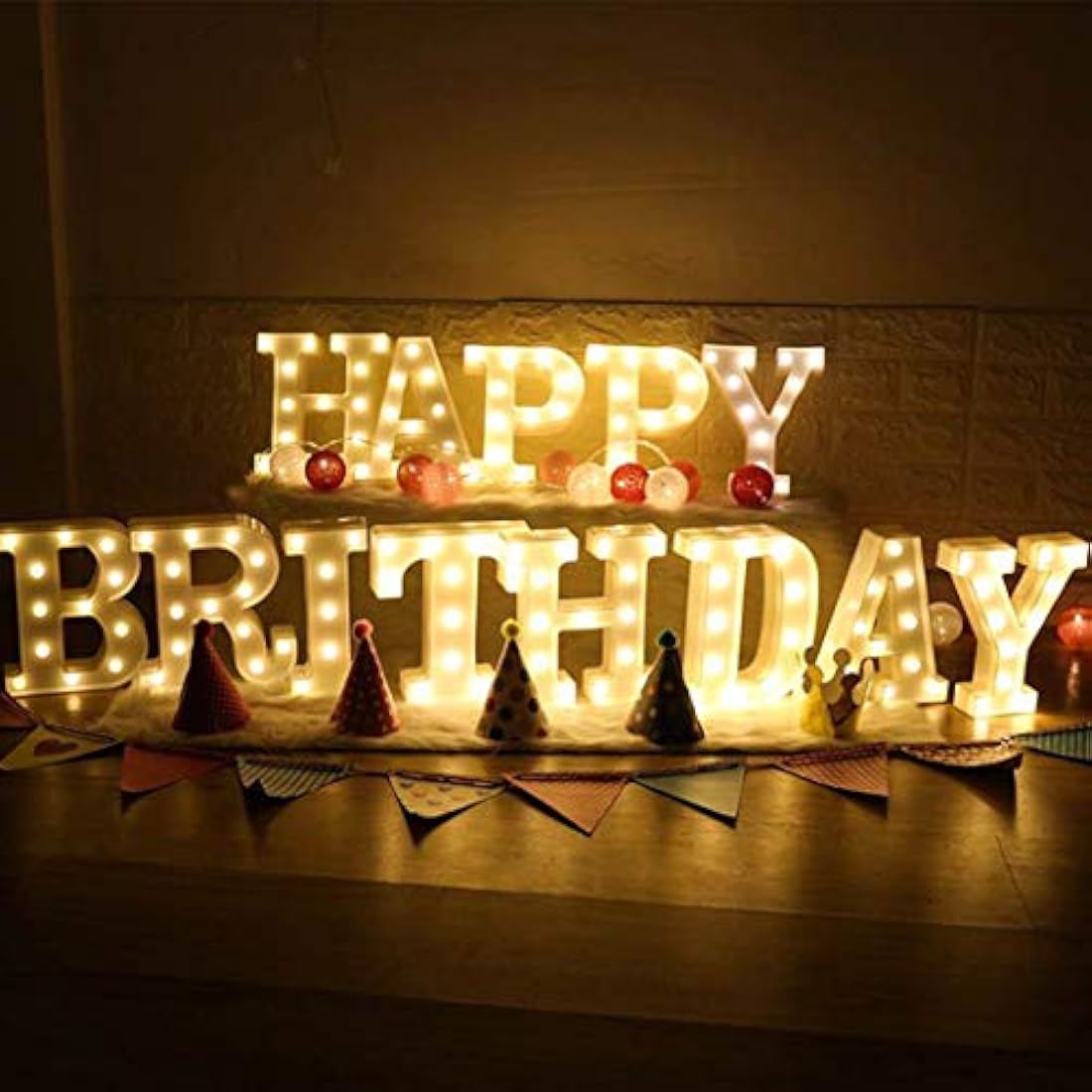 HONPHIER® Letter Lights Decorative LED Alphabet Lights Marquee Decoration Light Up Sign Night Light Battery Operated for Birthday Party Wedding Receptions Holiday Bar Home Bedroom Bath Bar Decor (N)