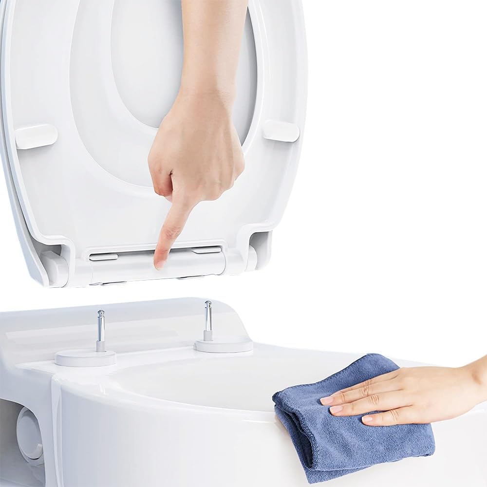 Ram? White Quick Release Soft Close Toilet Seat with Hinges Bathroom Bowl Seating ABS Toilet Seat