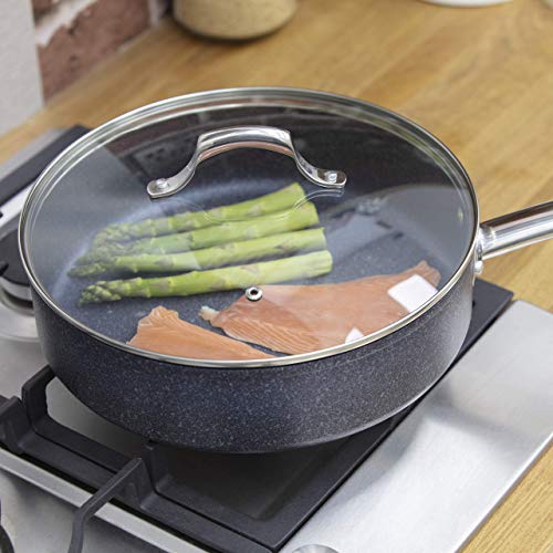 Tower T800033 Trustone Pro 28cm Non-Stick Multi-Pan, Stone-infused Titanium, Cast Steel Handle, Violet & Black , 4.5 litres