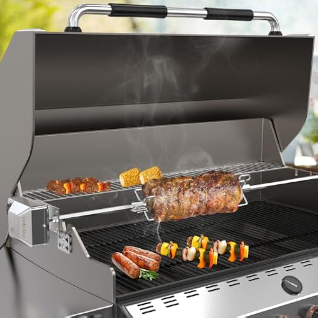 Onlyfire 6008 BBQ Roast Rotisserie Skewer Forks for 8x8 mm Square Spit Rods