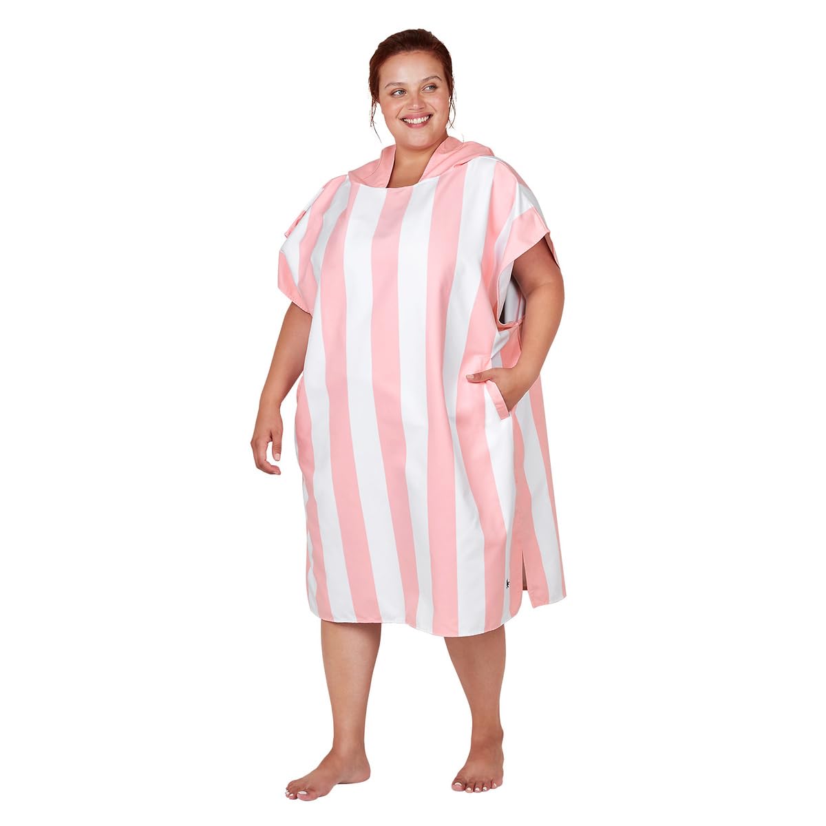 Dock & Bay Adult Beach Poncho - Hooded Towel with Deep Pockets - For Beach & Pool - Super Absorbent, Quick Dry - Cabana - Malibu Pink, Medium