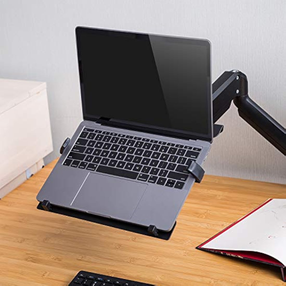PUTORSEN Laptop Mount Holder for VESA Compatible Monitor Arms, Universal Adjustable 10 to 15.6 inch Notebook Tray Fits 75 x 75 and 100 x 100 mm VESA Mount Holes