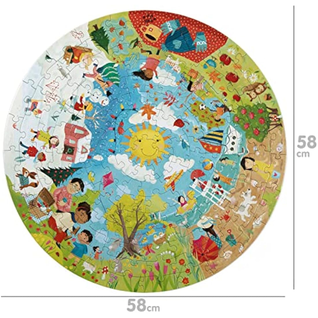 Boppi puzzles for 5+ year olds / 150 Piece Round Circle Jigsaw Puzzles for Kids Aged 5-8 Made with 100% Recycled Card – Seasons