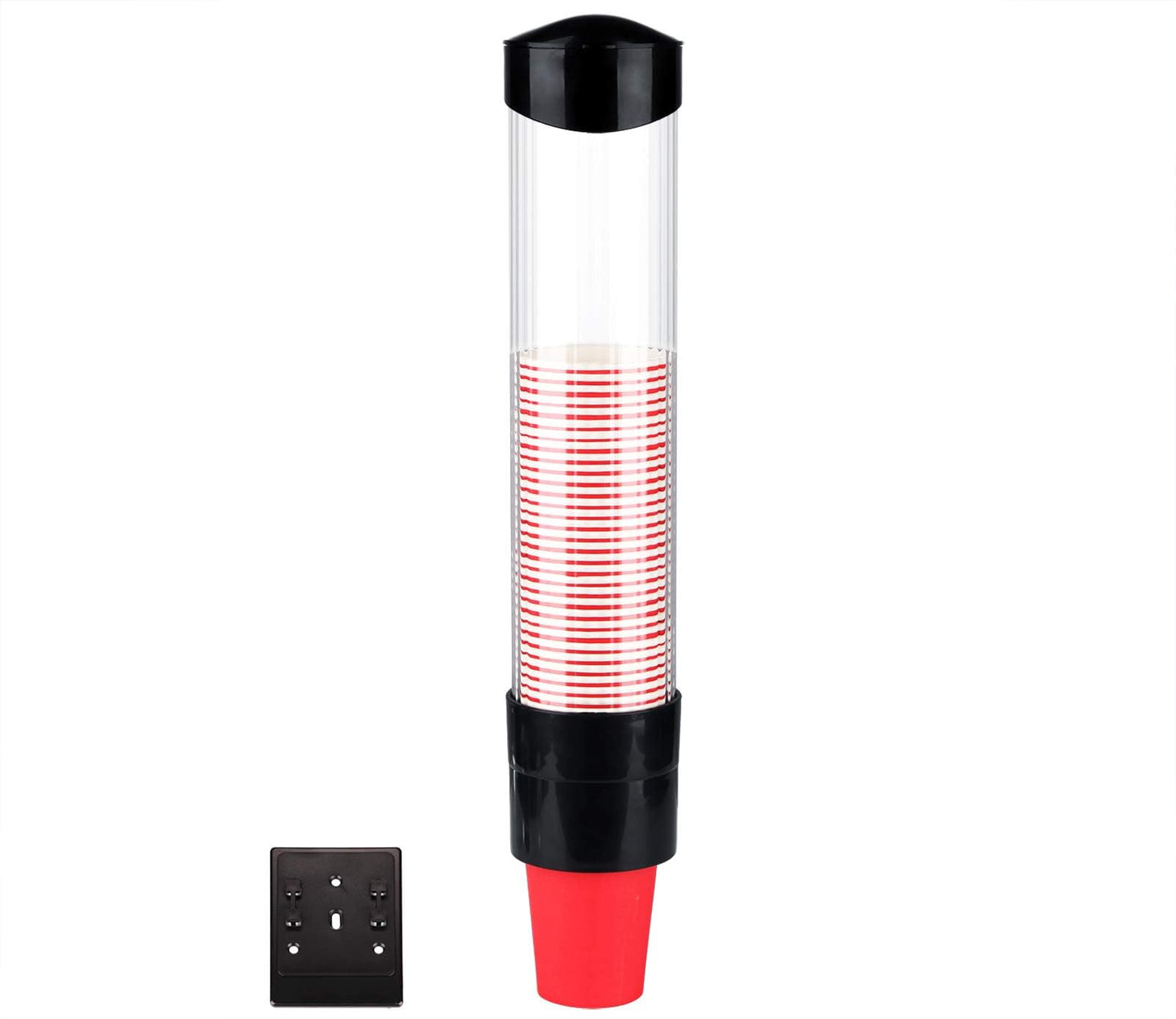 Water Cup Dispenser Wall Mounted One Touch Button Cup Dispenser Anti-dust Plastic Holder for Paper Plastic Cups Biodegradable Paper Cones 7.5cm 50