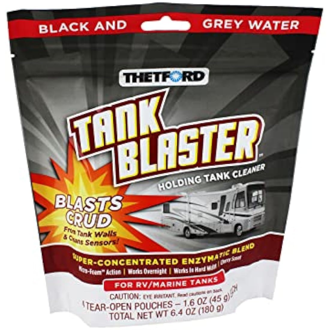 Thetford Tank Blaster - Level Sensor Cleaner - Black & Grey Waste Water Holding Tanks & Portable Tanks Cleaner - 4 x 1.6 oz Packets Thetford - 96527,White