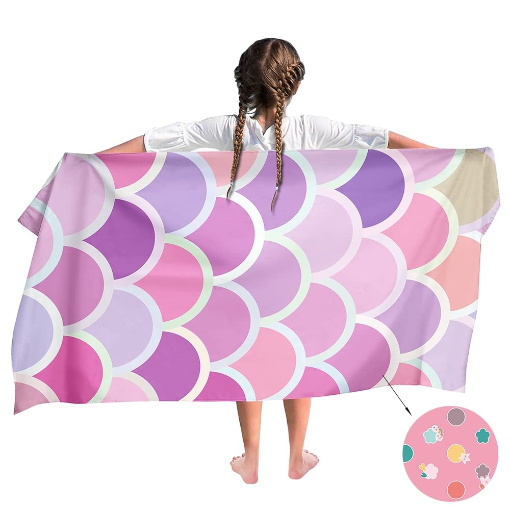 Ulticool Microfibre Children's Towel 140 x 70 cm - Mermaid Unicorn - Lightweight Travel Towel Quick-Drying Bath Towel Beach Towel Microfibre - Travel