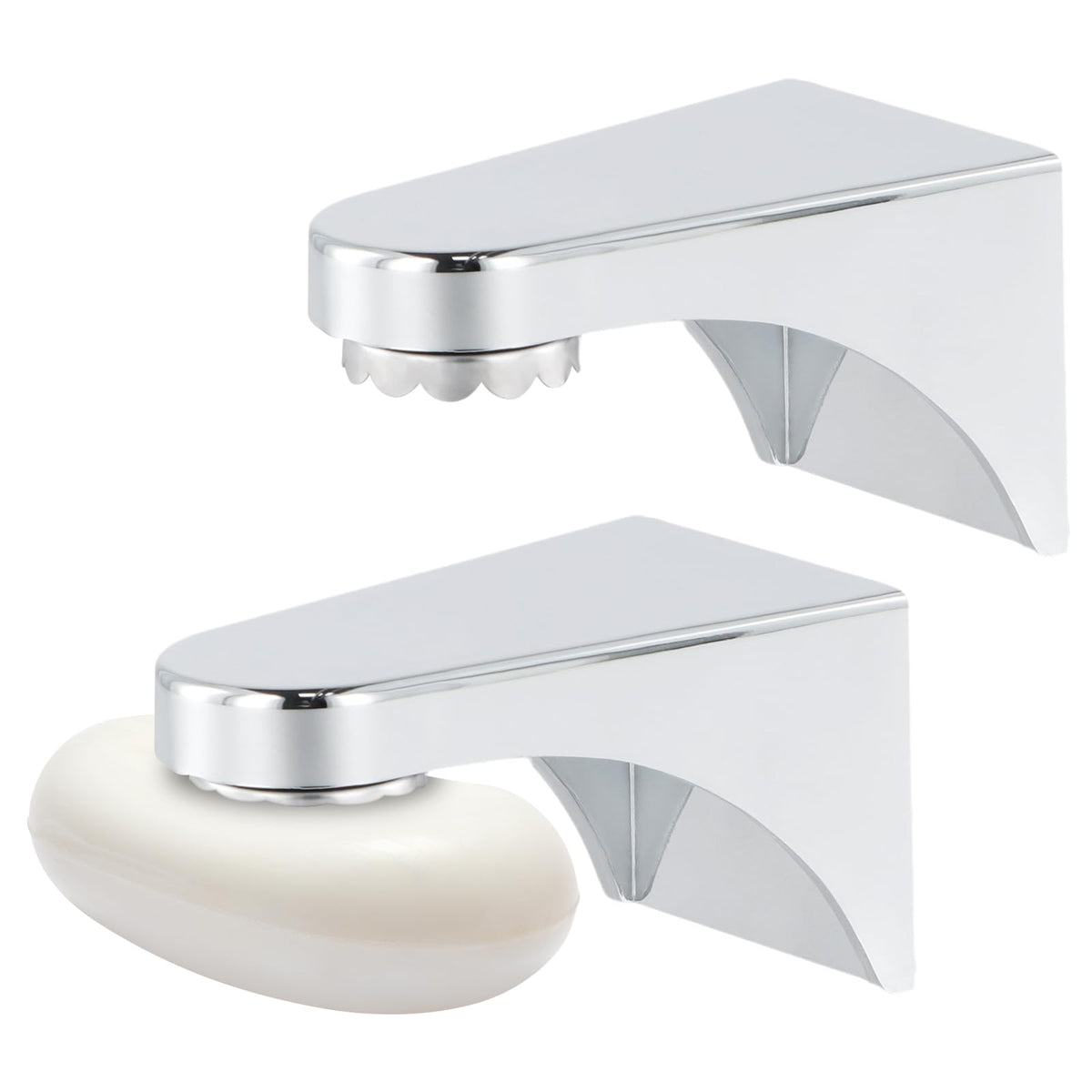2 Pcs Bathroom Magnetic Soap Holder, Wall Hanging Soap Saver, Magnetic Soap Holder ABS Silver, Self-Adhesive Soap Dish with Magnet, for Shower
