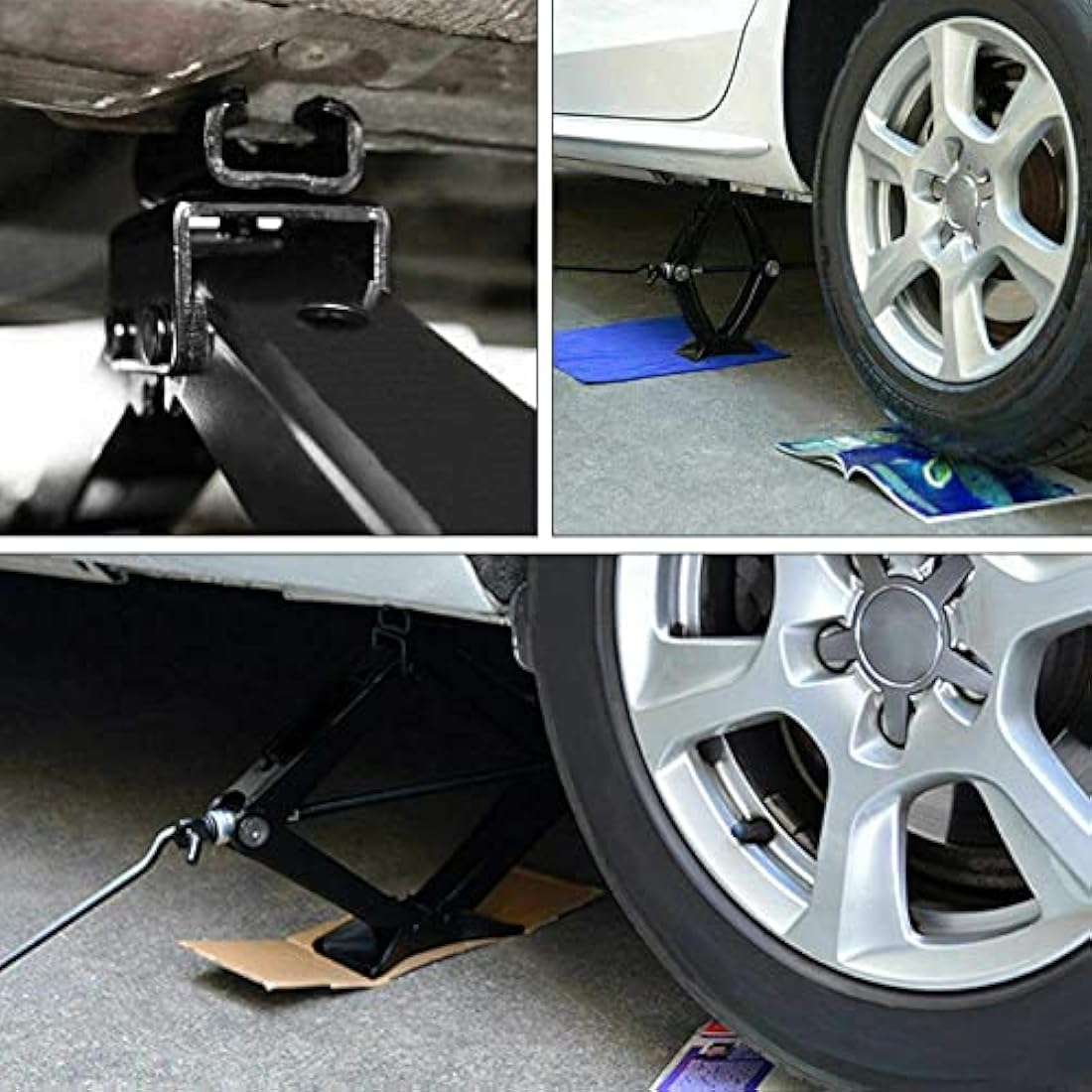 Scissor Jack 2T with Crank Handle, Caravan Jack Automobile Car Scissor Lift Jack, 2 Ton Steel Car Jack Emergency Car Tyre Repair Changing Tool for Van Ford/Mercedes-Benz/Peugeot/Renault/Citroen