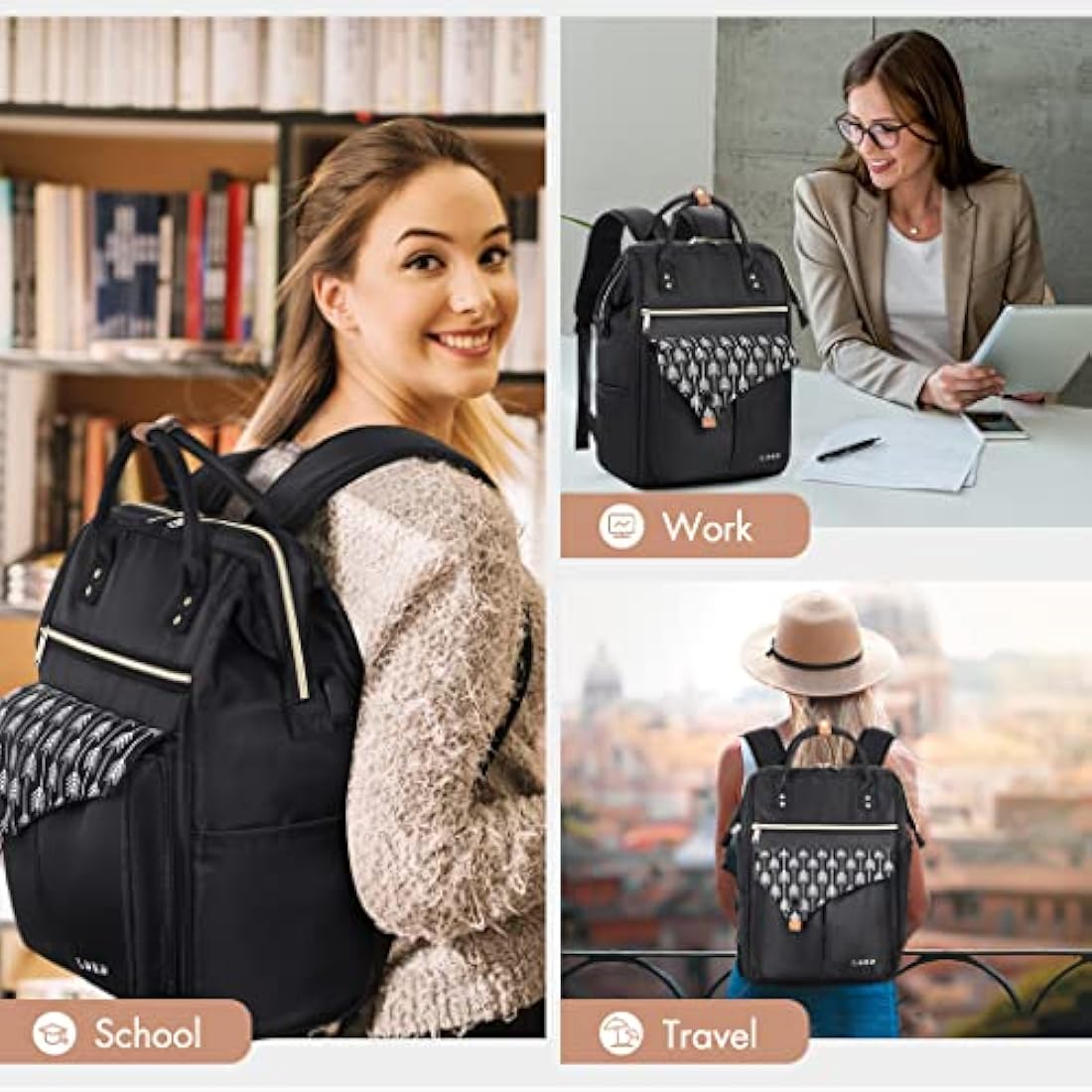 Lekesky Backpack Womens Travel Backpack Extra Large Rucksack Bag for Women Men Overnight Backpack Weekender Backpack,17.3" Backpack,Black