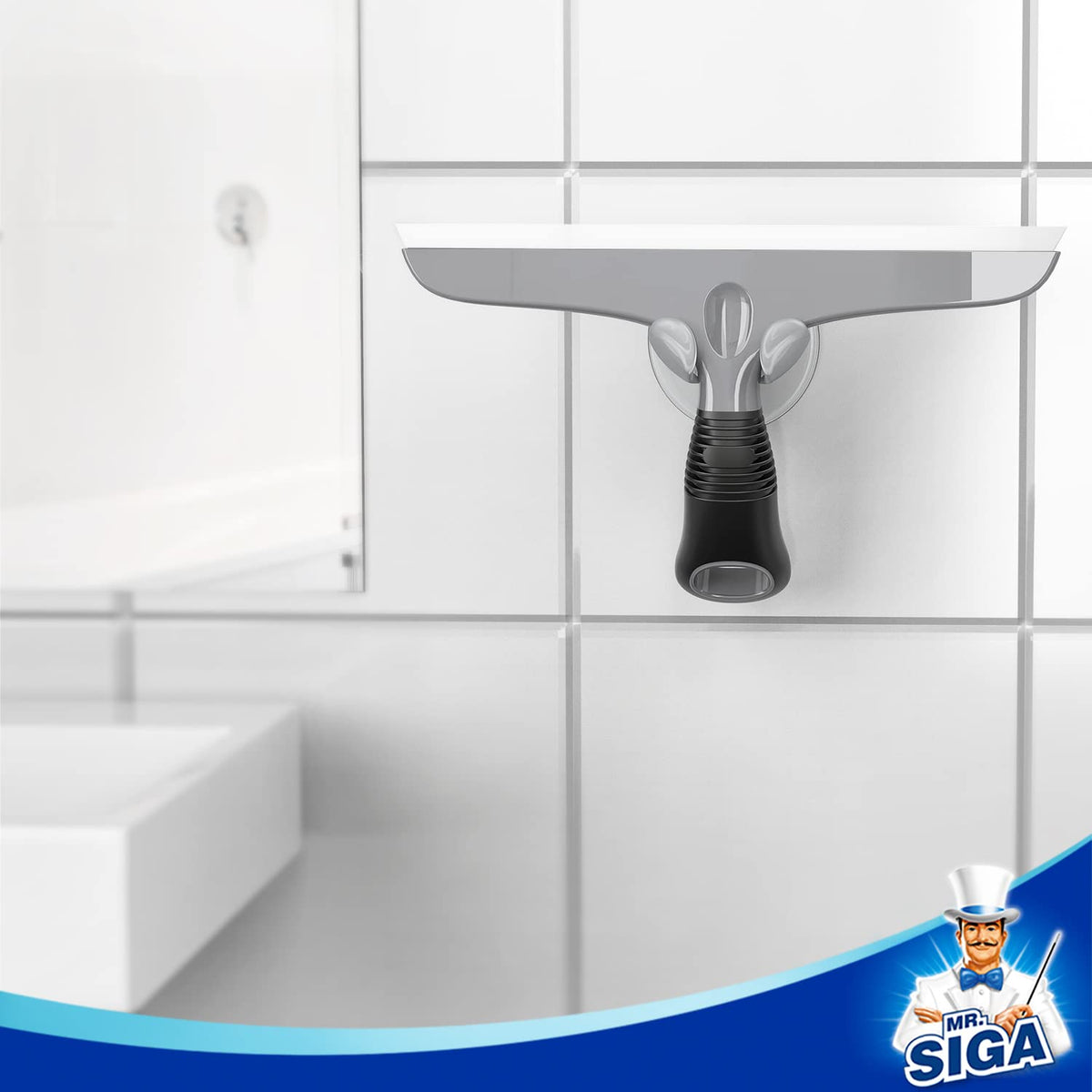 MR.SIGA Silicone Squeegee for Shower Doors, 25 cm/10 inch, grey & Black