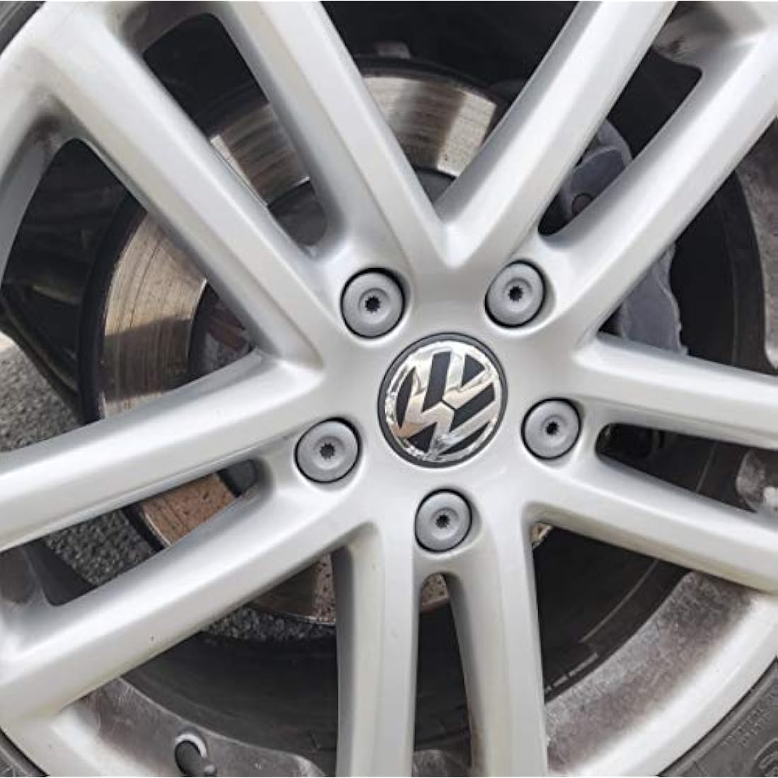 Partsdealers WHEEL NUT BOLT COVERS CAPS FOR VW TRANSPORTER T5 T5.5 TOUAREG AMAROK 19mm GREY x20 NEW SET + TOOL…