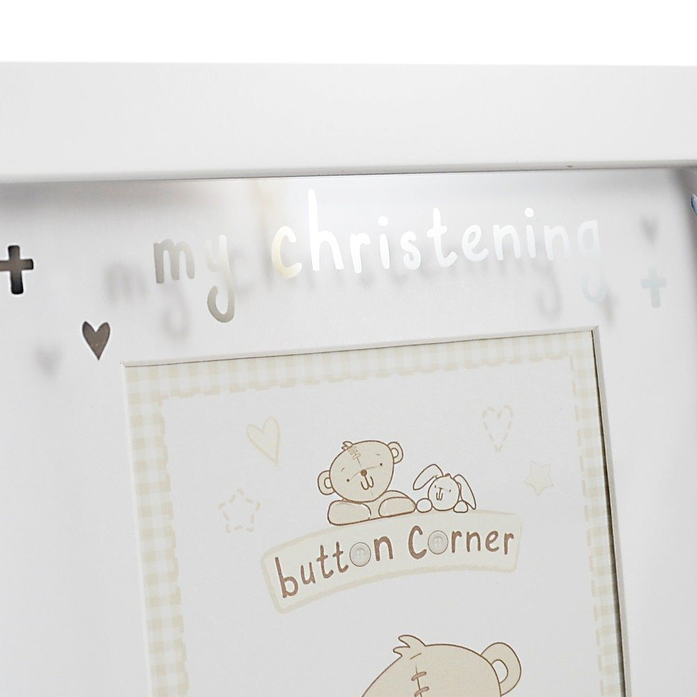 Button Corner MDF Photo Frame and Icon "My Christening" 4"x6"