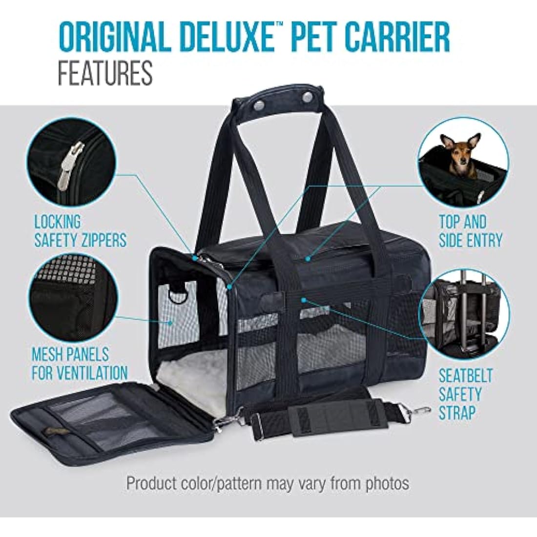 Sherpa Original Deluxe Travel Pet Carrier, Airline Approved & Guaranteed On Board - Black Lattice, Small