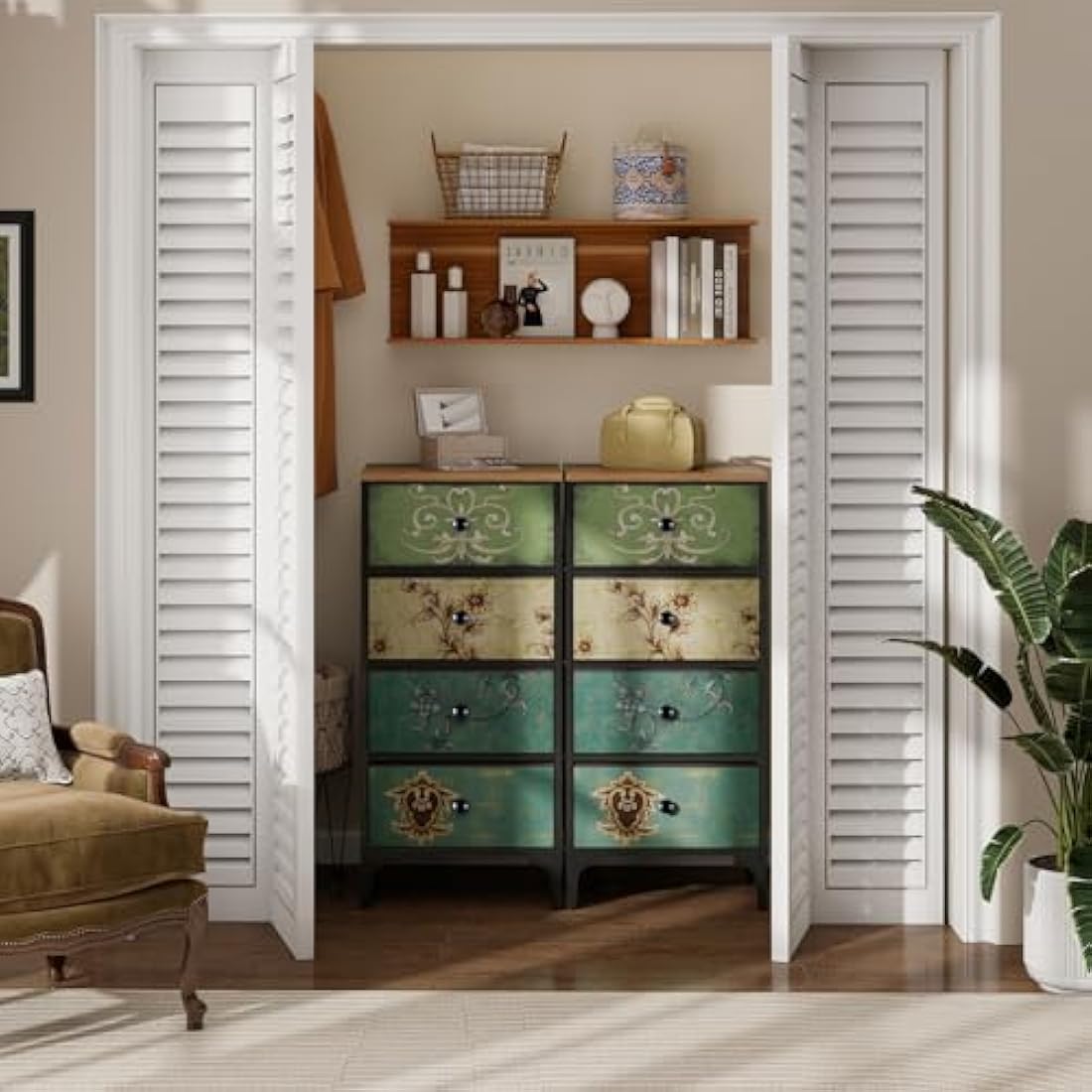 LYNCOHOME Chest of Drawers, Slim Bedroom Furniture with 4 Drawers, Storage Unit for Hallway, Living Room, Entryway, Nursery