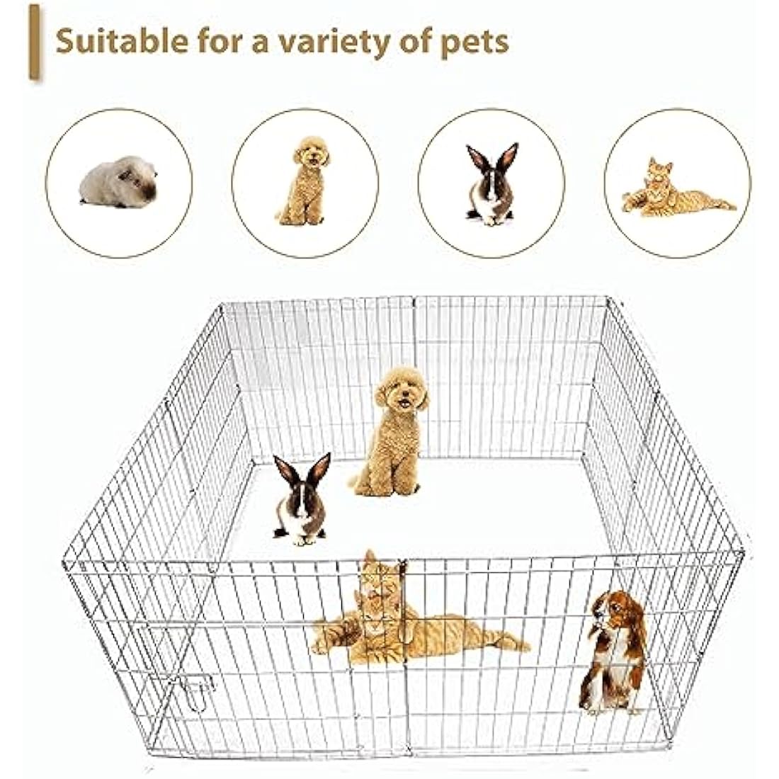 Ellie-Bo Easy-Up 8 Piece Foldable Portable Dog Puppy Play Pen with Door for Indoor/Outdoor Use 76cm High, Rabbit, Cat, Guinea Pigs