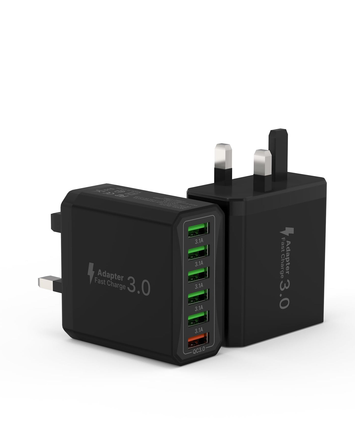 Tupneuf 2-Pack 33W USB Plug Fast Charger Plug for iPhone 16 15 14 13 12 11 Pro Max SE XS XR 8 7, iPad, Samsung, Huawei, XiaoMi, 6-Port Quick Charge