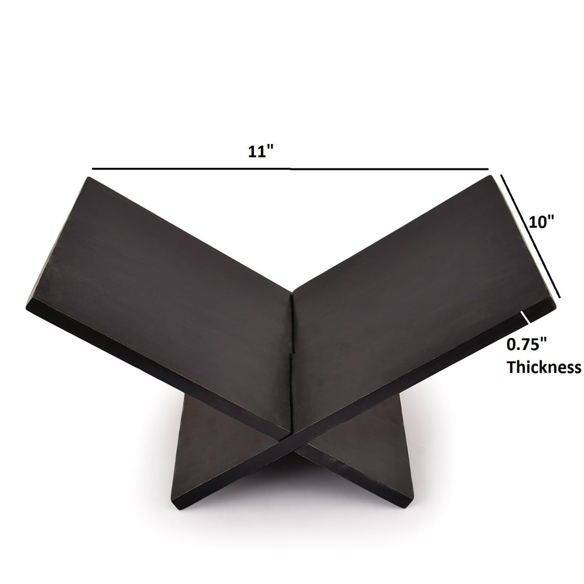 Indus Lifespace Book Stands Mango Wood Cross Frame Black Wooden Book Holder, for Magazine, Art Book, Cook Book, Bible, Quran (11" x 10" x 0.75")
