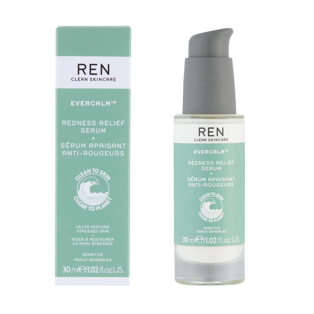 REN Evercalm Redness Relief Serum ? Reduces Redness, Soothes & Strengthens Skin Barrier for Sensitive Skin, 30ml