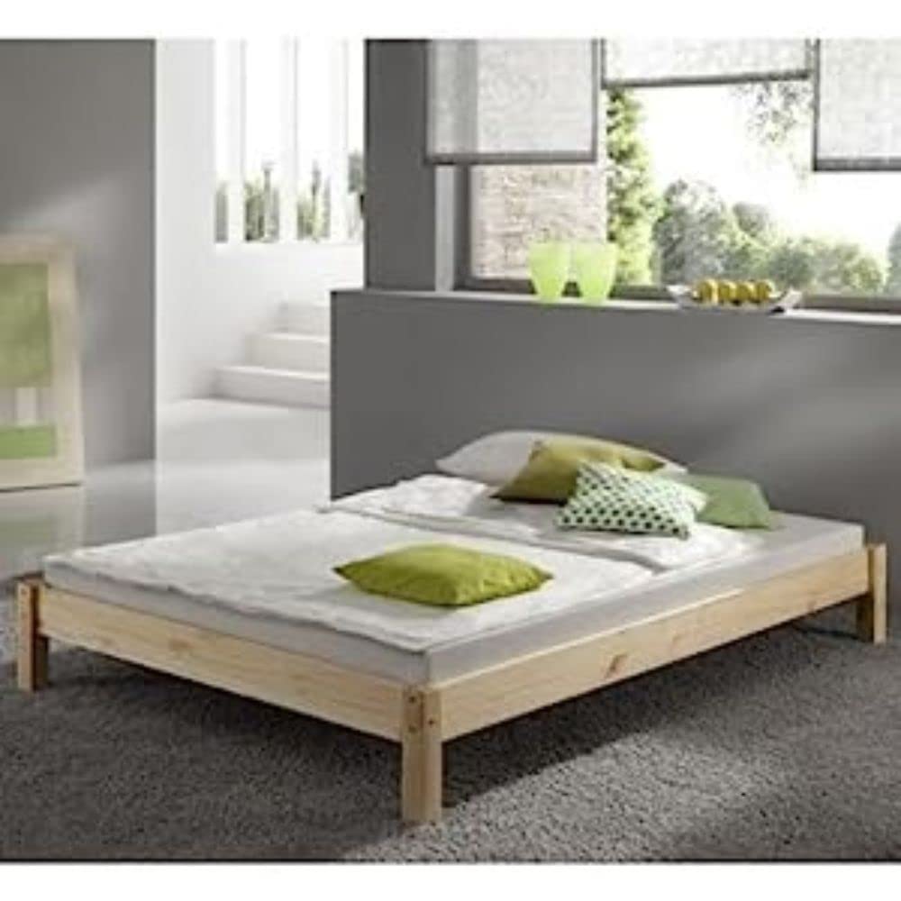 STRICTLY BEDS&BUNKS Kansas Pine Bed Frame including Sprung Mattress (15cm), 3ft Single