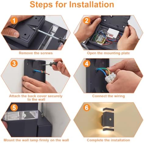 LMP Up Down Outdoor Wall Lights PIR, Motion Sensor Outside Lights Mains Powered, IP65 Square Porch Front Door Light Electric, External Modern GU10 LED Exterior Lighting for House, Anthracite Grey